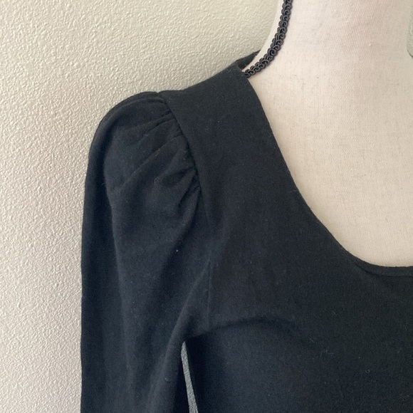 VINTAGE | NORDSTROM “Savvy” 100% Wool jersey black long sleeve twirl dress sz 8 - Picture 5 of 11